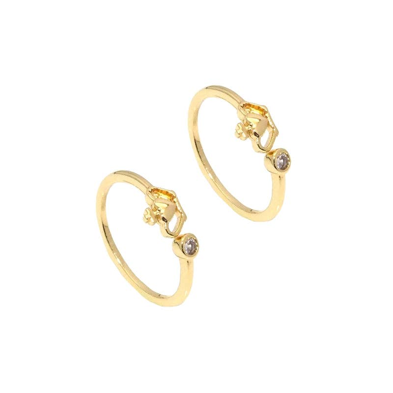 Gold CZ Crown Dot Adjustable Ring, Sku#LK796