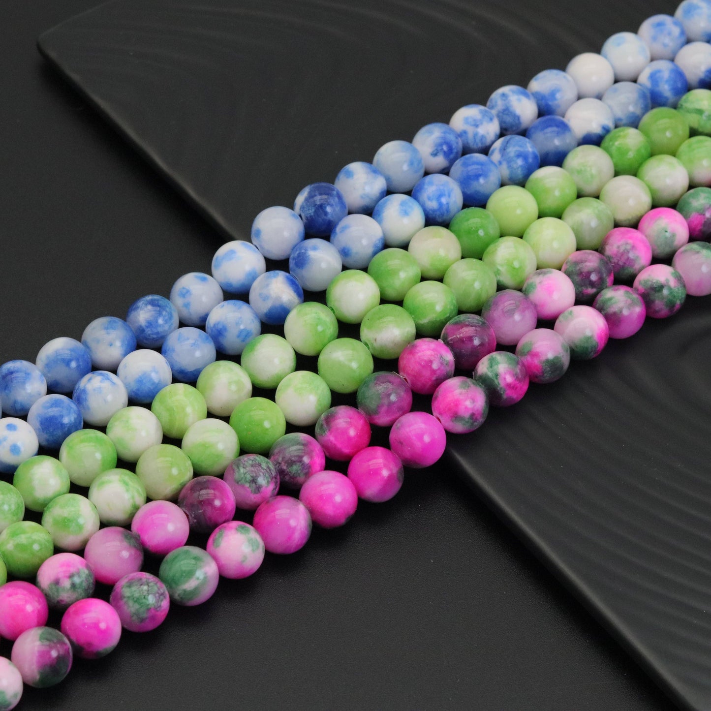 Colorful Jade Round Smooth Beads, Sku#U1900