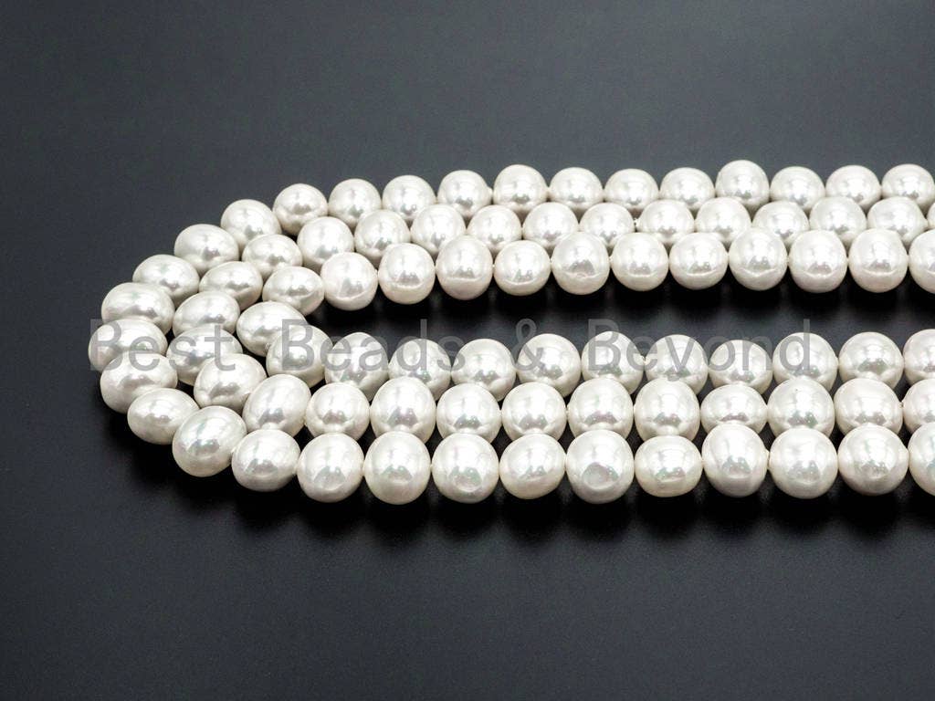 Quality Natural AB White Mother of Pearl Beads, SKU#T56C