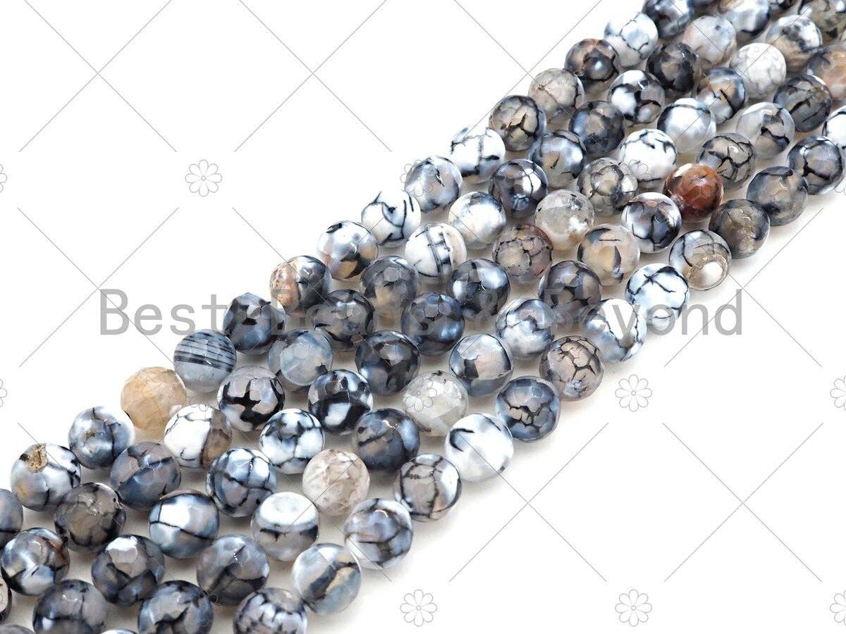 High Quality Black White Fire Agate Beads, Dragon Vein Agate,SKU#U1161