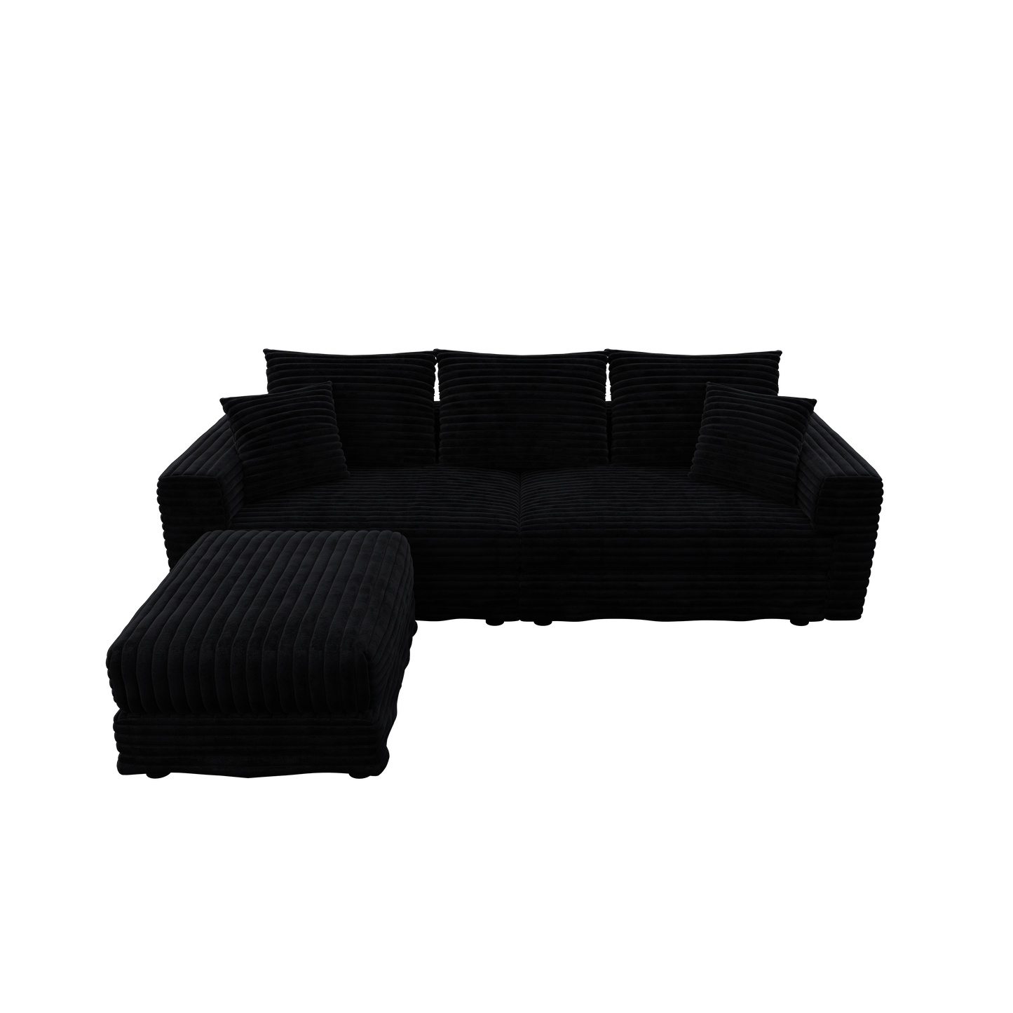 Plush Corduroy 3-Seat Sofa, Modern Comfy Upholstered Couch