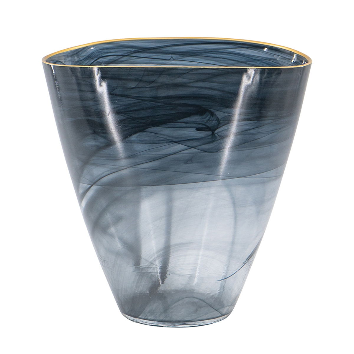 Smokey Black Gold Rimmed Glass Vase