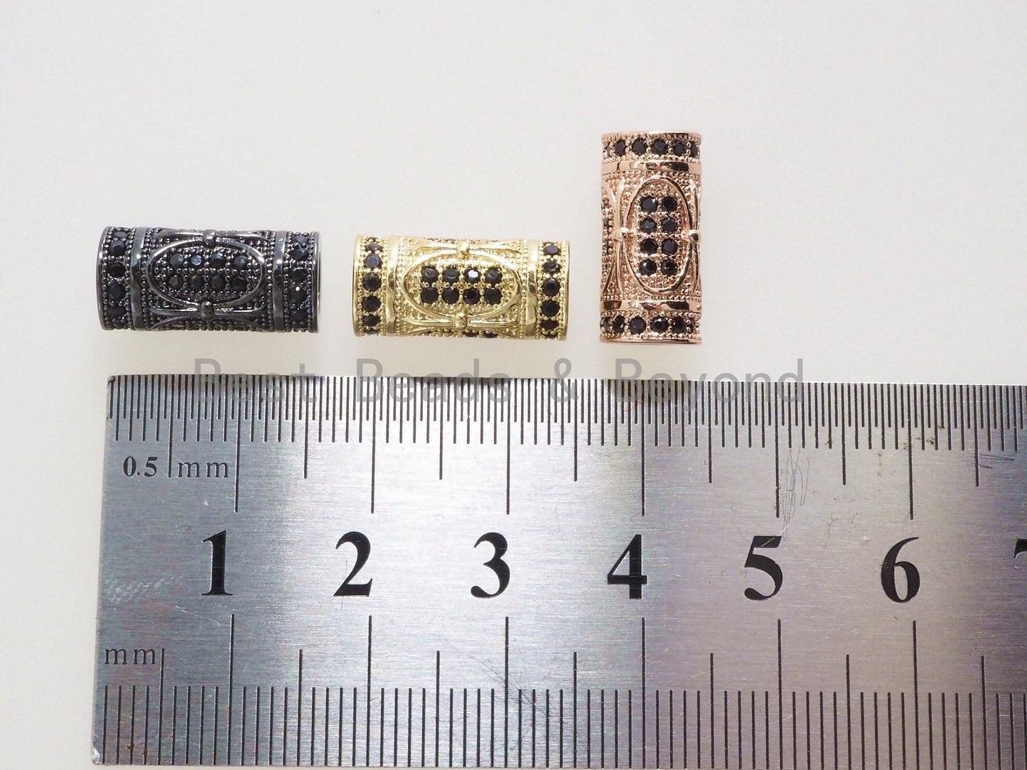 CZ Micro Pave Large hole Tube spacer beads charms/Drum barrel beads, Black CZ,15x8mm, sku#G403