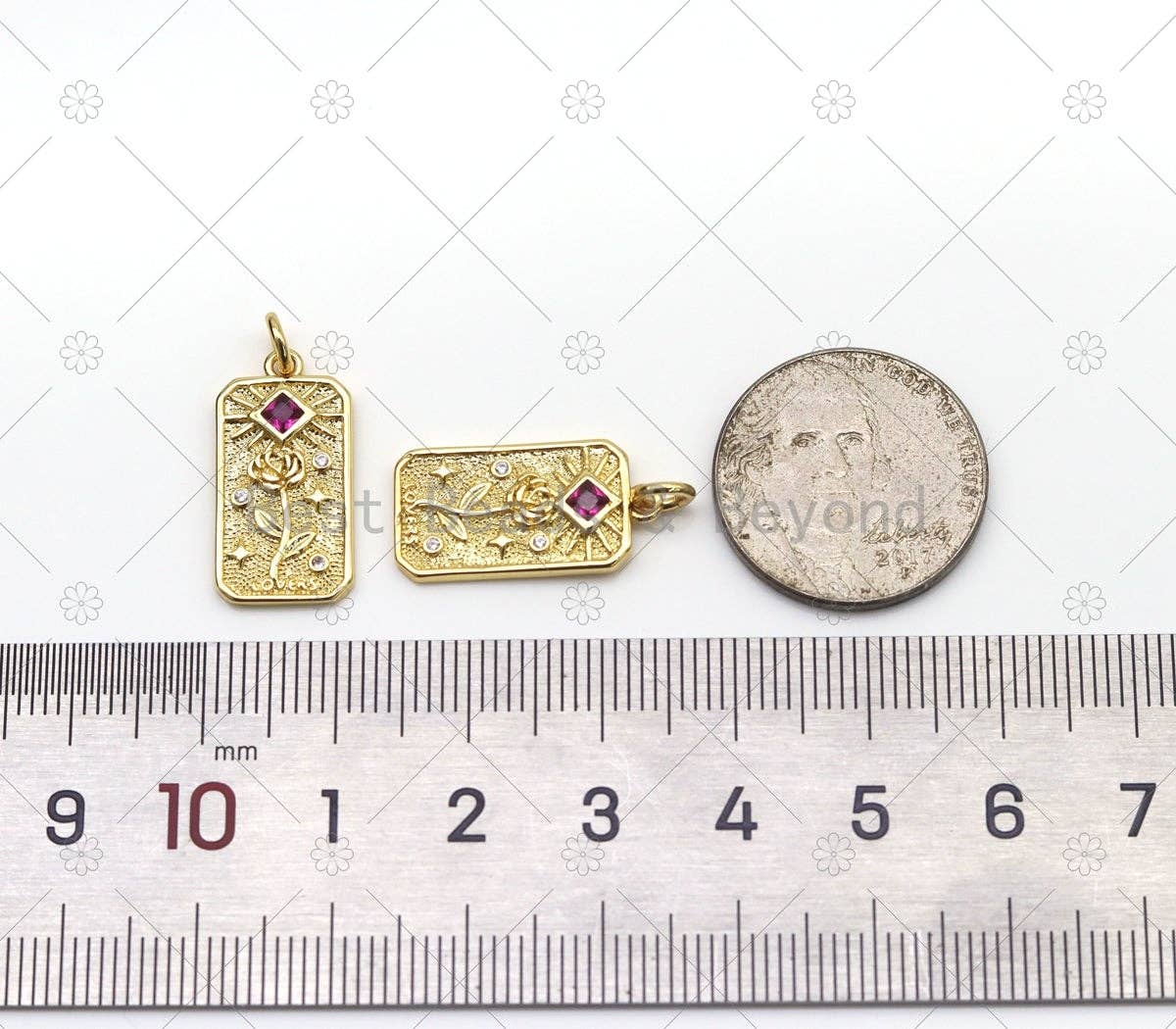 CZ Rose Flower Charm, Sku#LK536