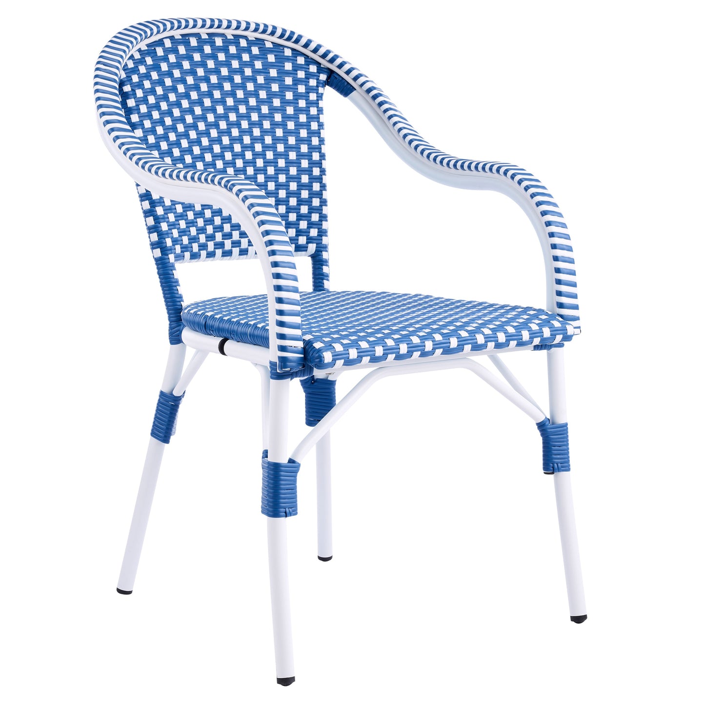 Outdoor Bistro Chairs Set of 2, White and Blue