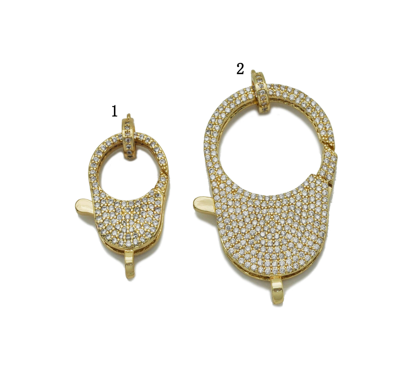 CZ Gold Oval Lobster Clasp, Sku#H341/H104