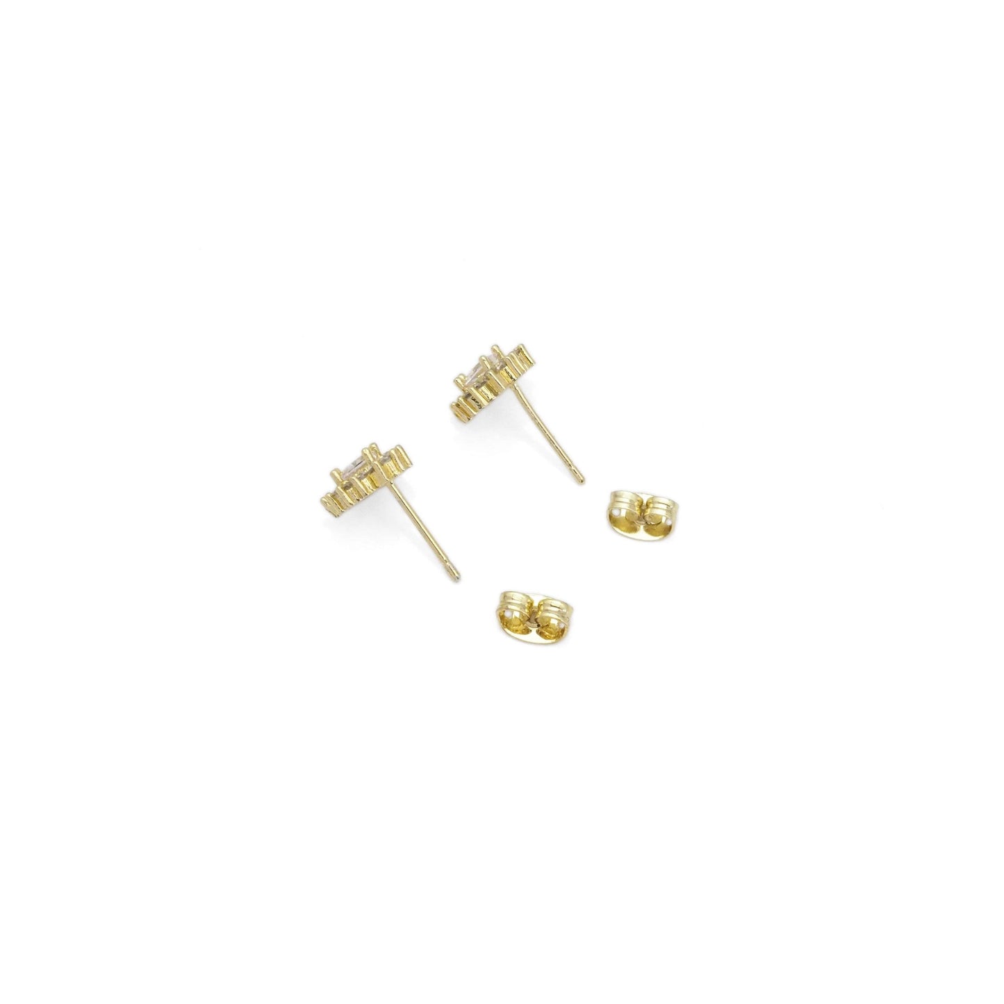 Gold Clear CZ Heart Stud Earrings, Sku#LX334
