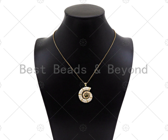 CZ Micro Pave Colorful Enamel Sea Snail Shape Charm, 18K Gold Enamel Pendant, Necklace Bracelet Charm Pendant,26x30mm,Sku#LK317