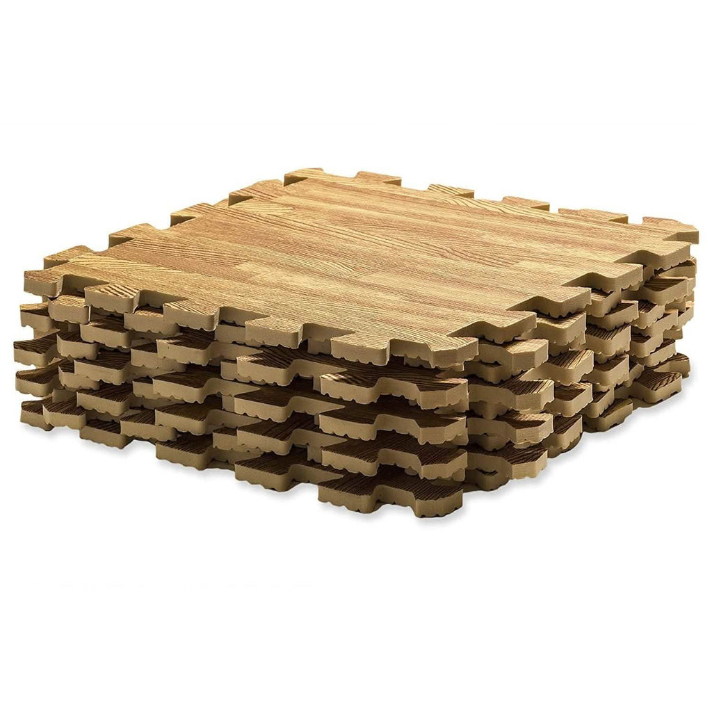 Ensemble de 9 pièces : Tapis de sol en mousse emboîtables motif grain de bois HemingWeigh