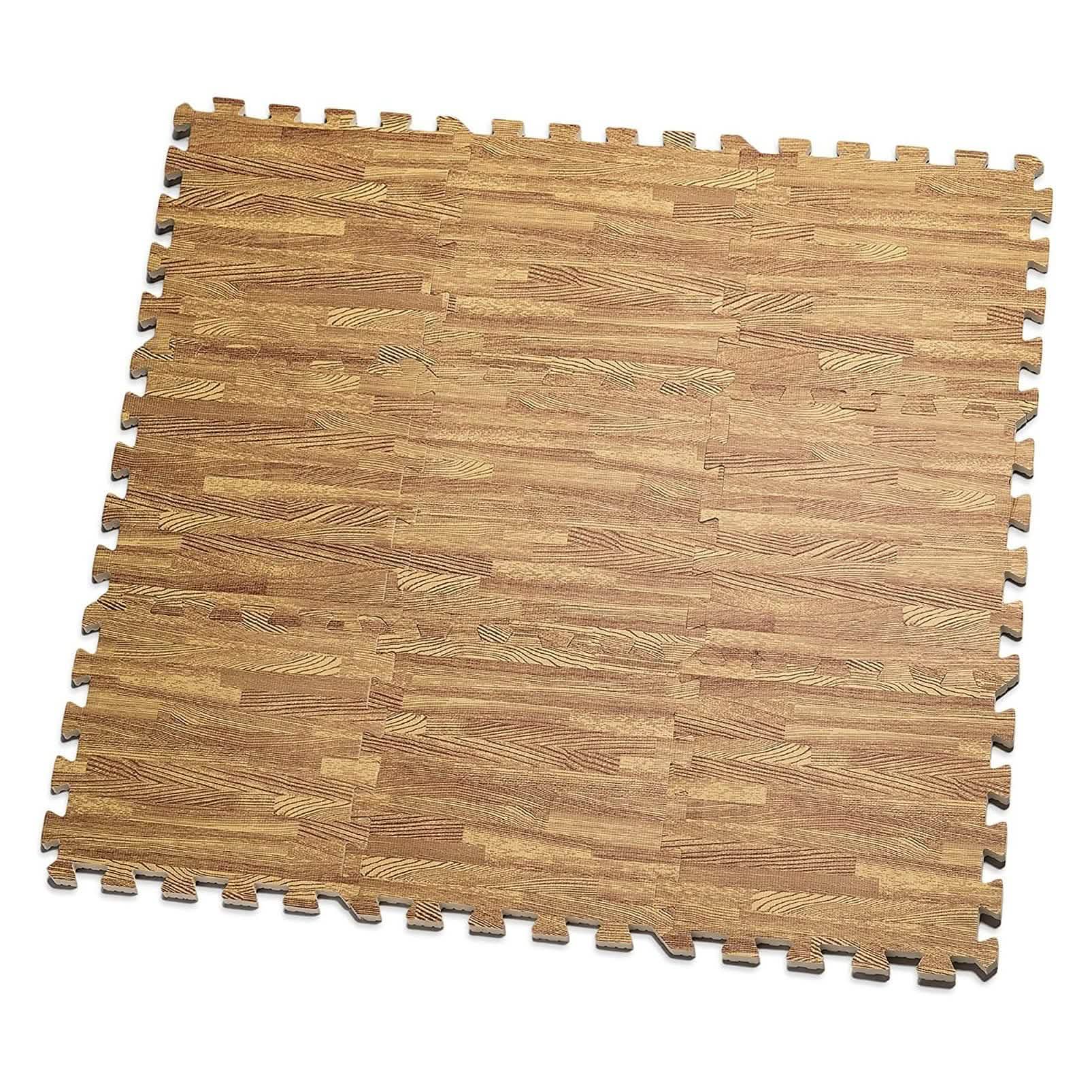 Ensemble de 9 pièces : Tapis de sol en mousse emboîtables motif grain de bois HemingWeigh