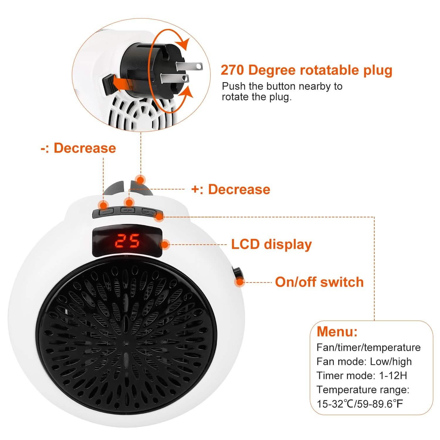 900W Portable Heater Fan with Remote Control