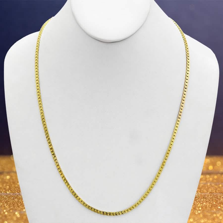 Gold Magic Herringbone Flat Chain Necklace - Size: 18"