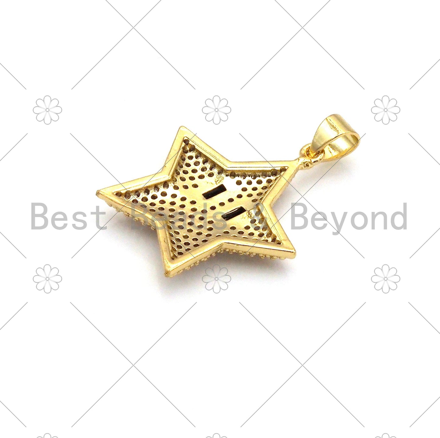CZ Micro Pave Five Point Star With Eye Shape Pendant/Charm,18K Gold Filled Star Charm, Necklace Bracelet Charm Pendant,21x25mm,Sku#LK379