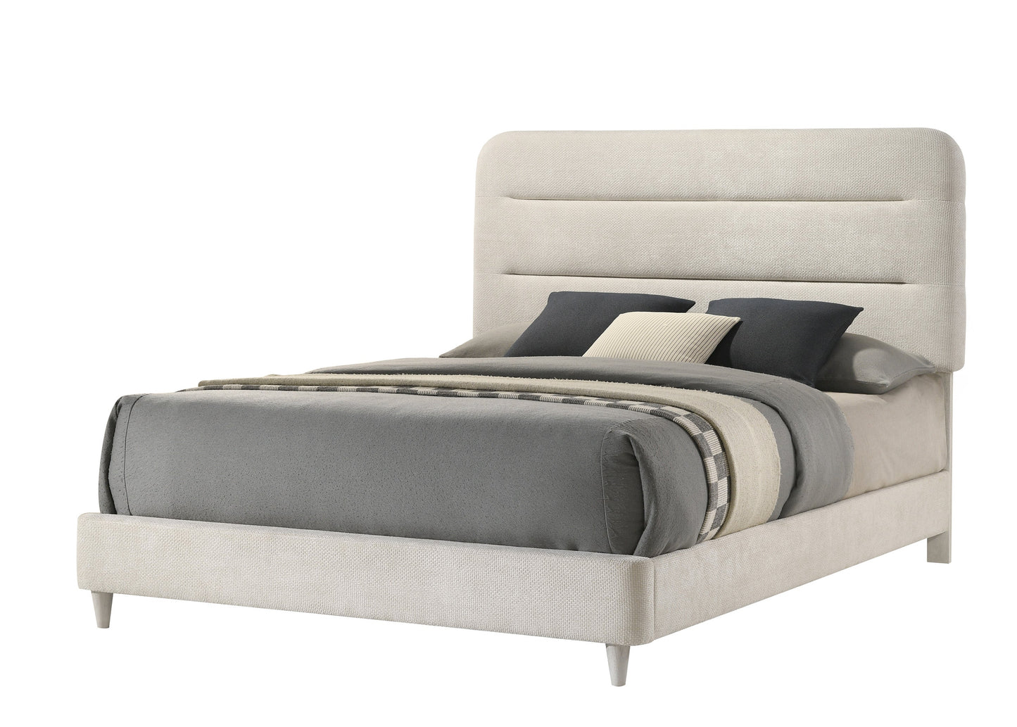 Plush Upholstered Design King Size Panel Bed