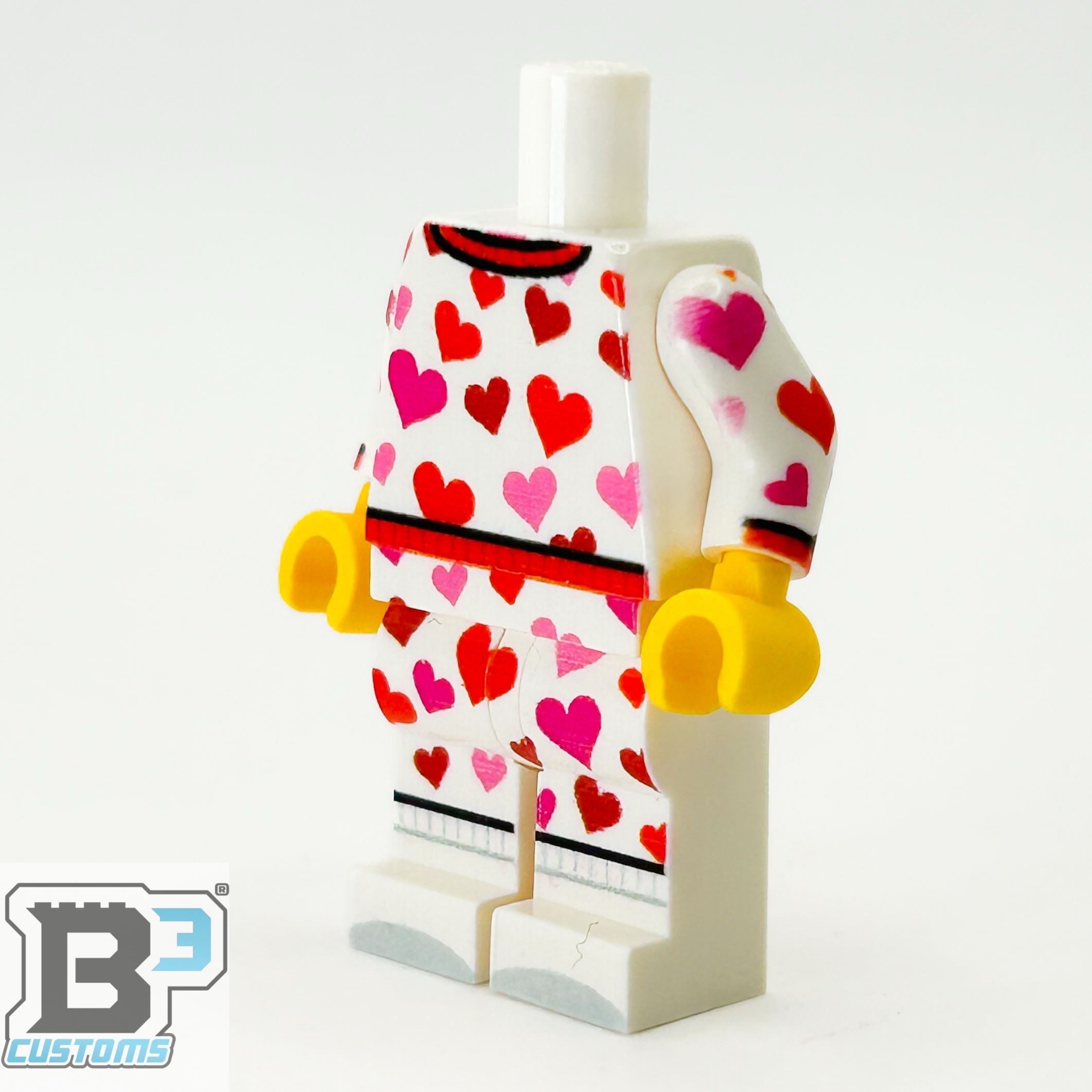 Corps de figurine Pyjama Cœurs Saint-Valentin fabriqué avec des pièces LEGO - B3 Customs