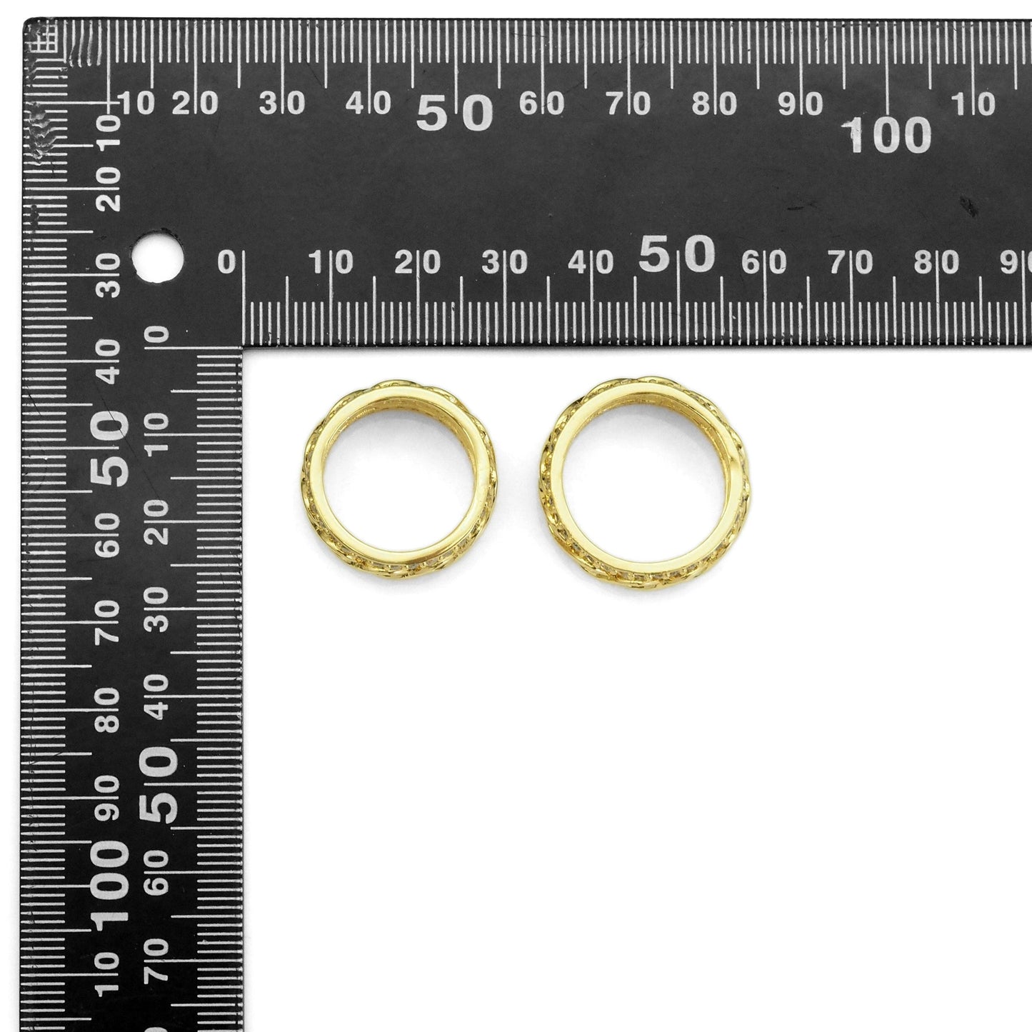Gold Clear CZ Fixed Size Thick Band Ring, Sku#LX280