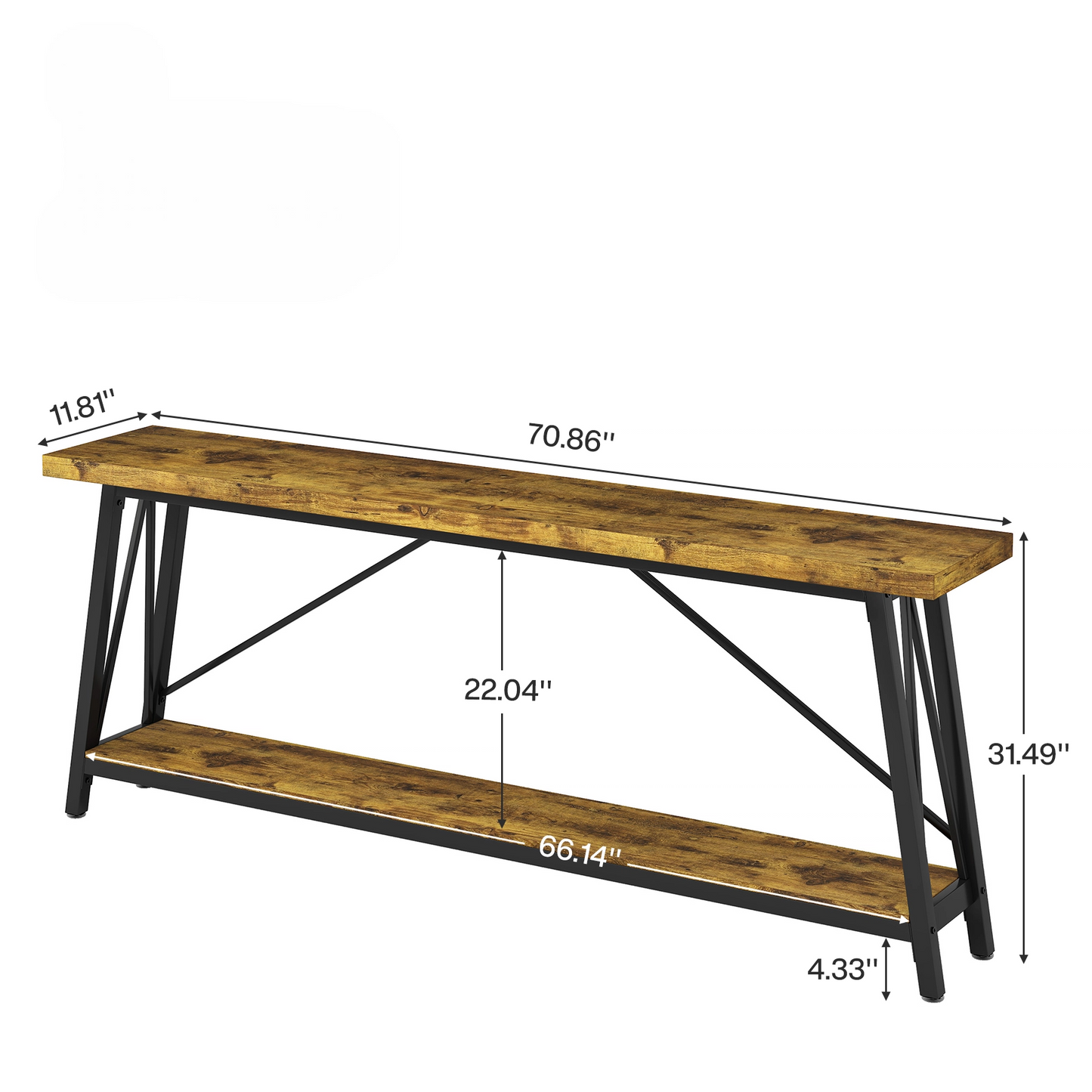 70.9" Extra Long Rustic Industrial Sofa Table