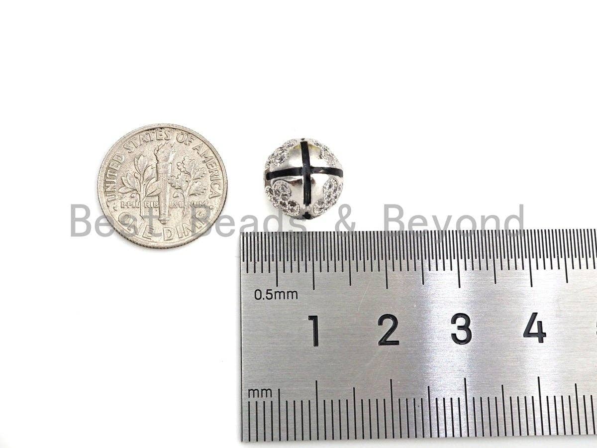 CZ Micro Pave Cross Patten Spacer Beads for Bracelet/Necklace, Men's Jewelry Bracelet Beads, 10mm, sku#Z1095