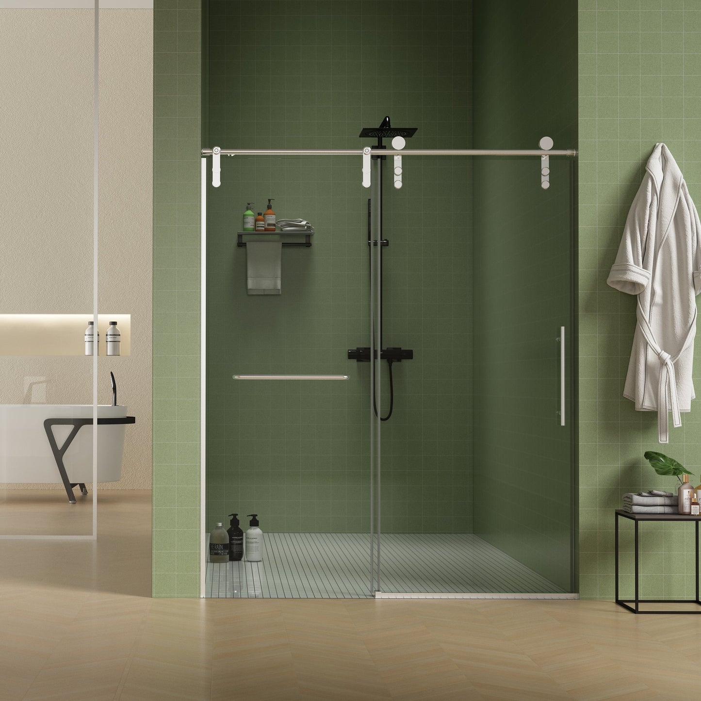 56"-60"W x 76"H Frameless Shower Door