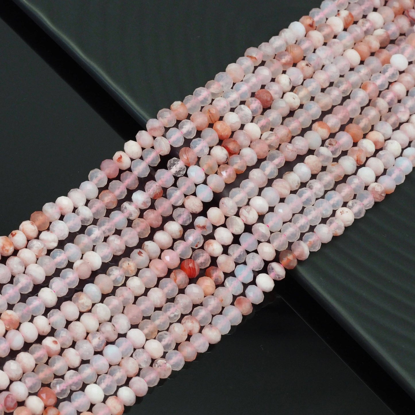 3x5mm Cherry Blossom Agate Faceted Rondelle Beads, Sku#U1665