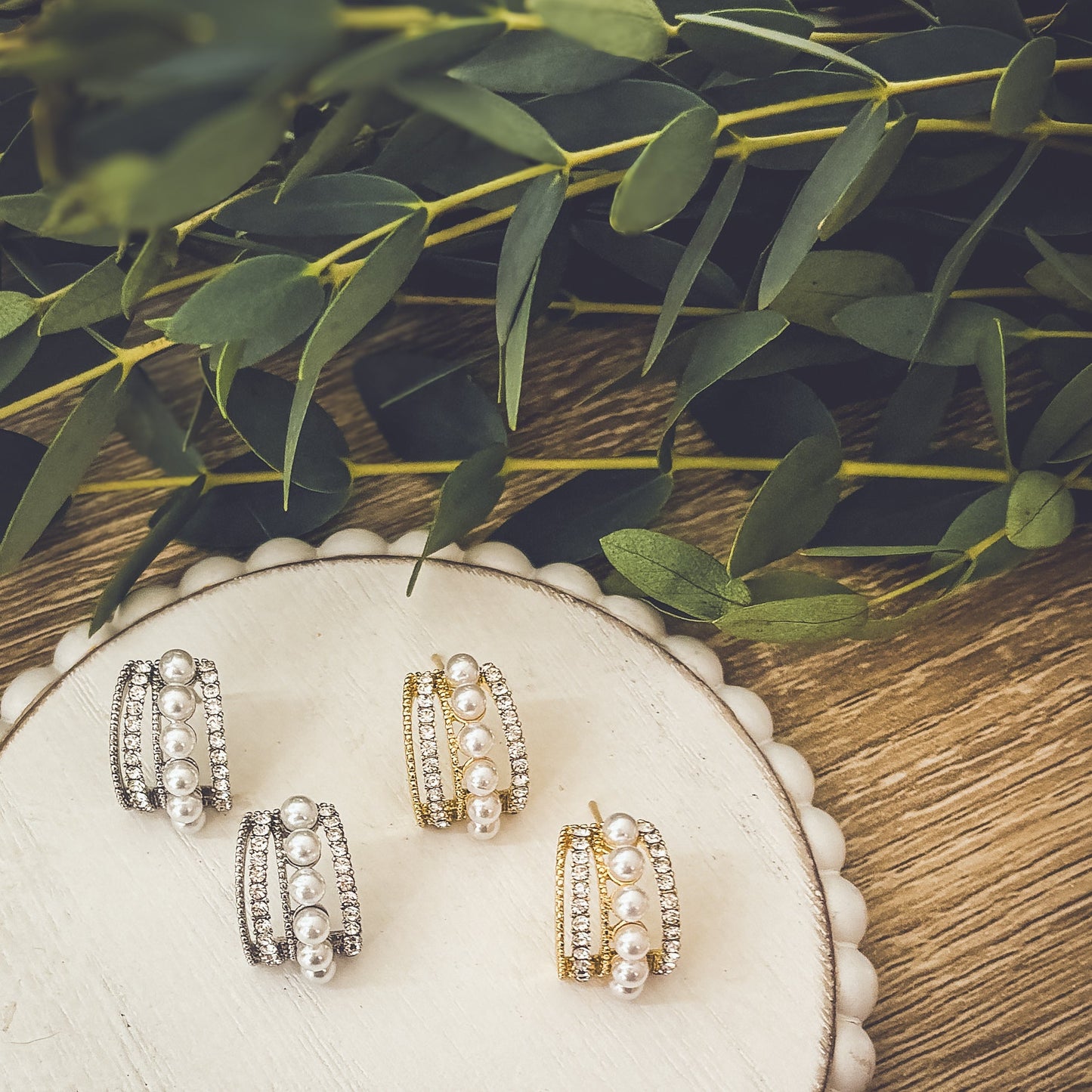 Heirloom Pearl Huggies - Gold or Silver