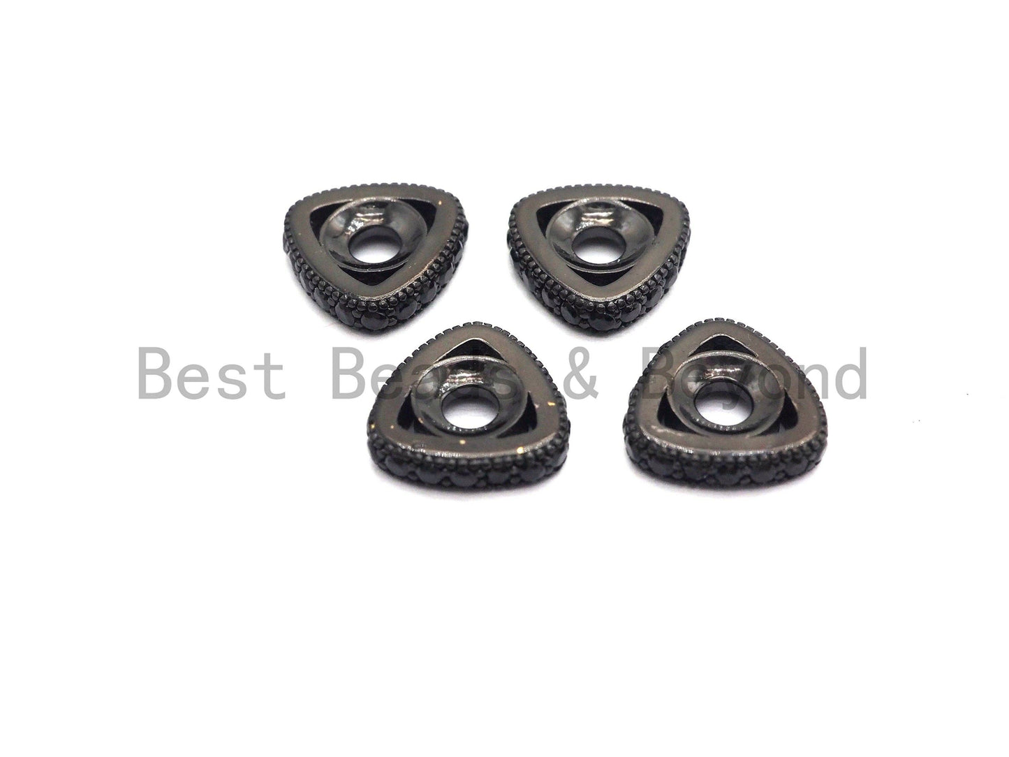 Black CZ Pave Large Hole Triangle Spacer, sku#C94
