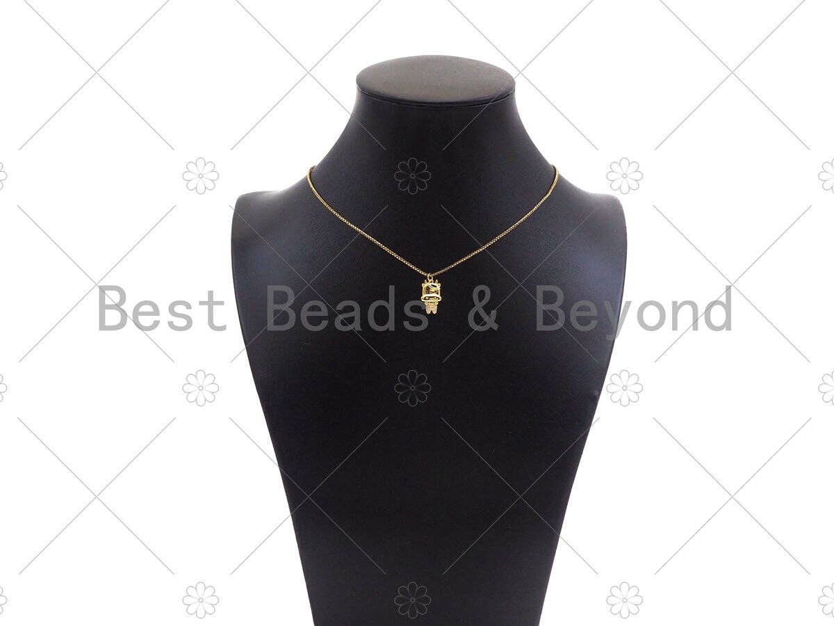 Gold Filled CZ Micro Pave Cute Cows Shape Pendant, 18K Gold Filled Cow Charm, Necklace Bracelet Charm Pendant, 9x15mm, Sku#Y452