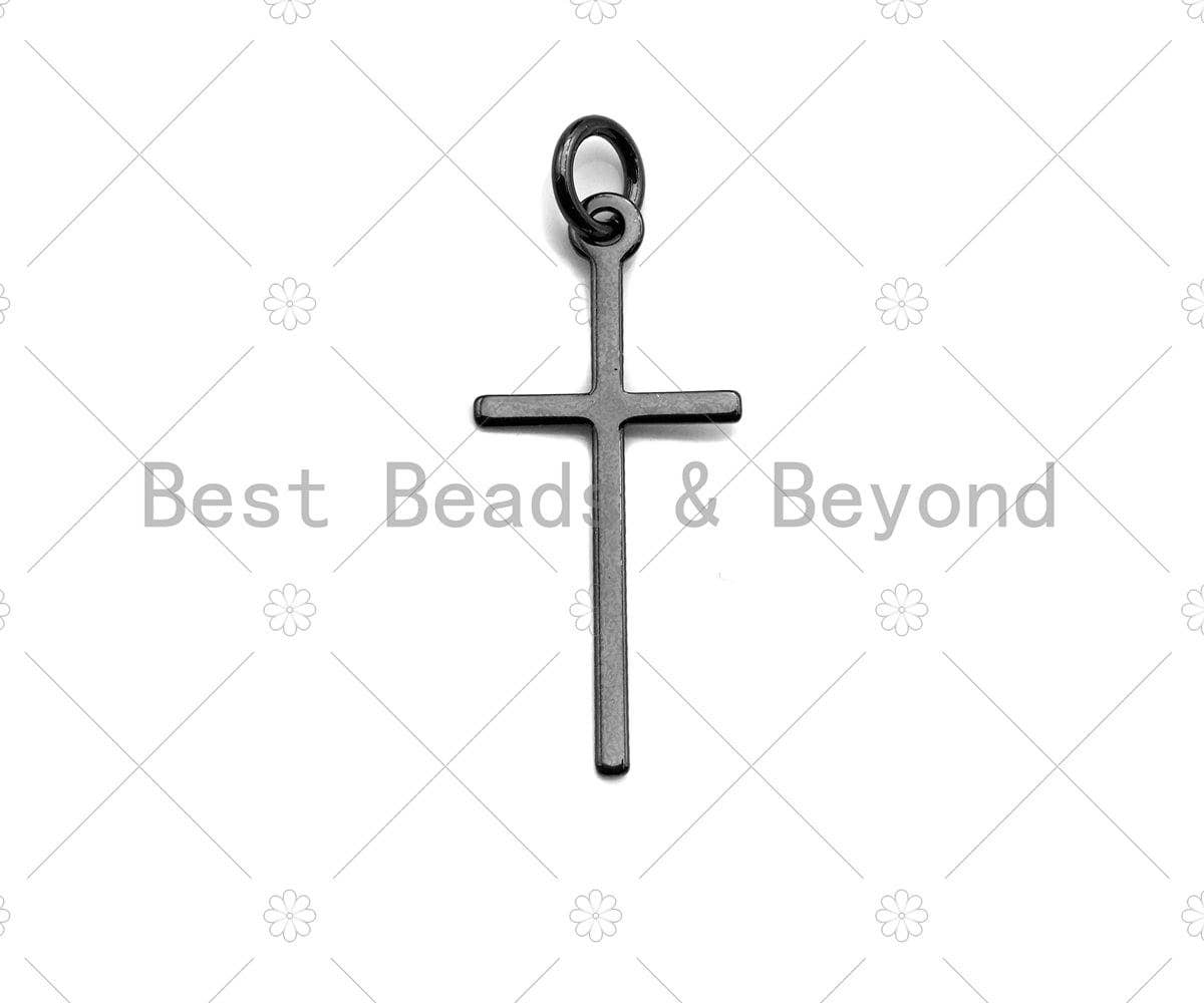Gold/Silver/Rose Gold/Black Color Cross Charm Pendant, Cross Shaped Charm, 11x24mm, su#Y280