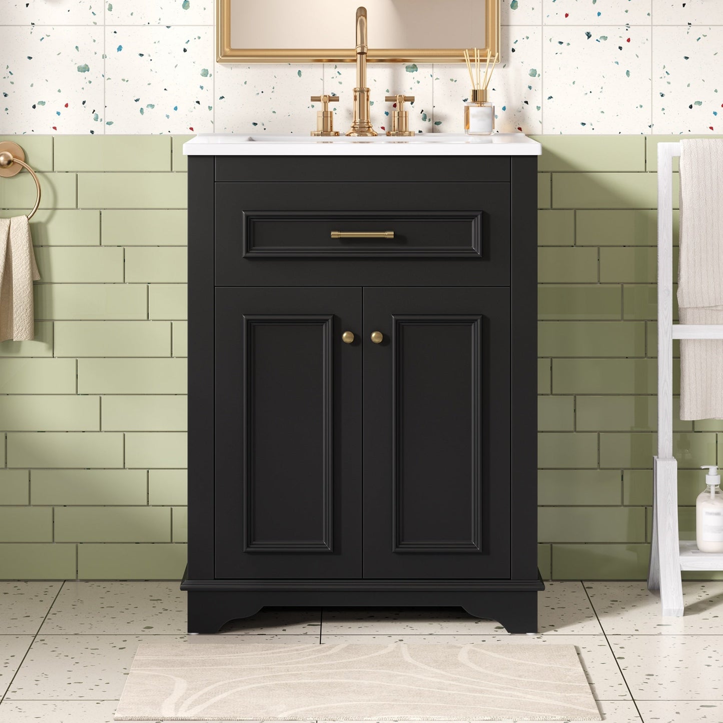 24" Bathroom Vanity with Integrated Ceramic Sink