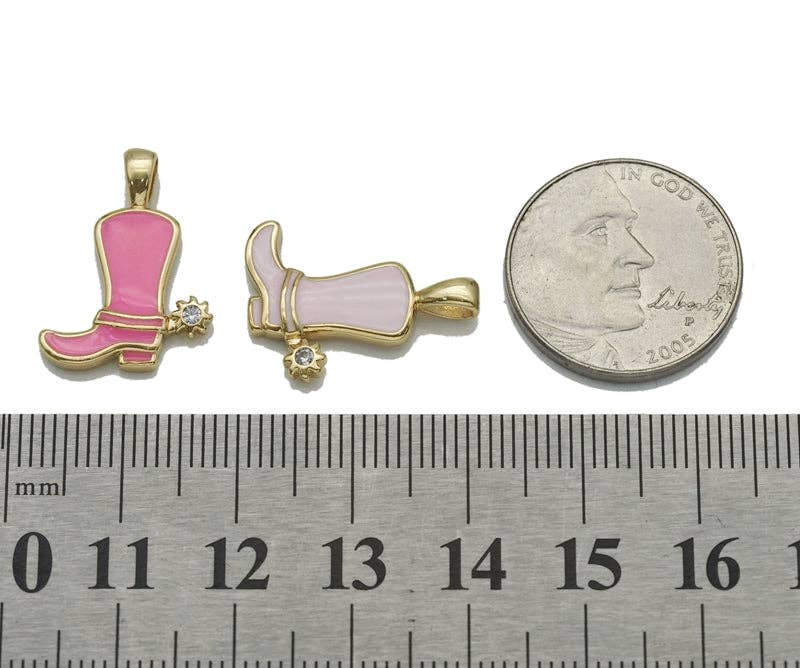 CZ Enamel Cowboy Boots Charm, Boots charm, Sku#FH209