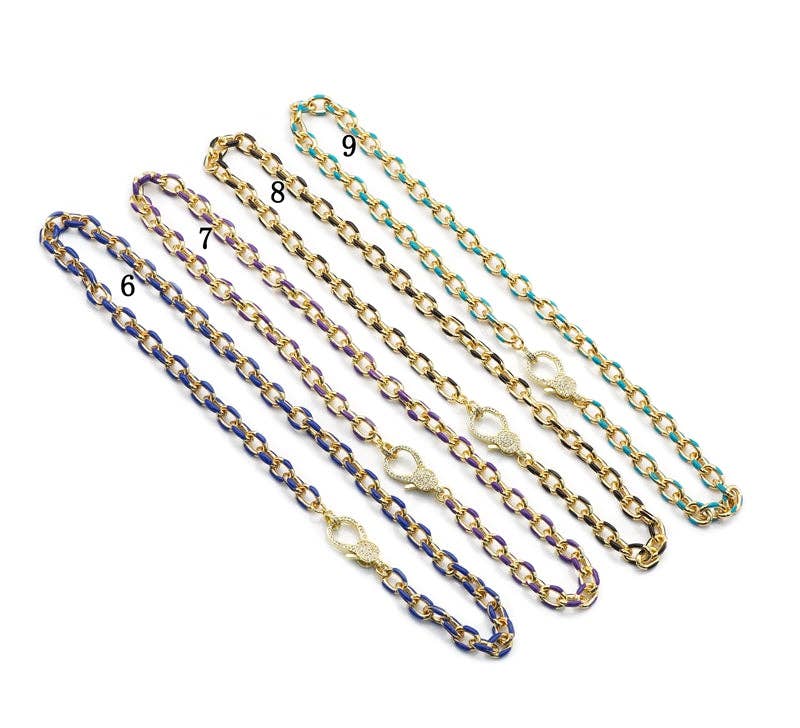 High Quality Enamel Oval Link Necklace Bracelet with Diamond Clasp, sku#EF171
