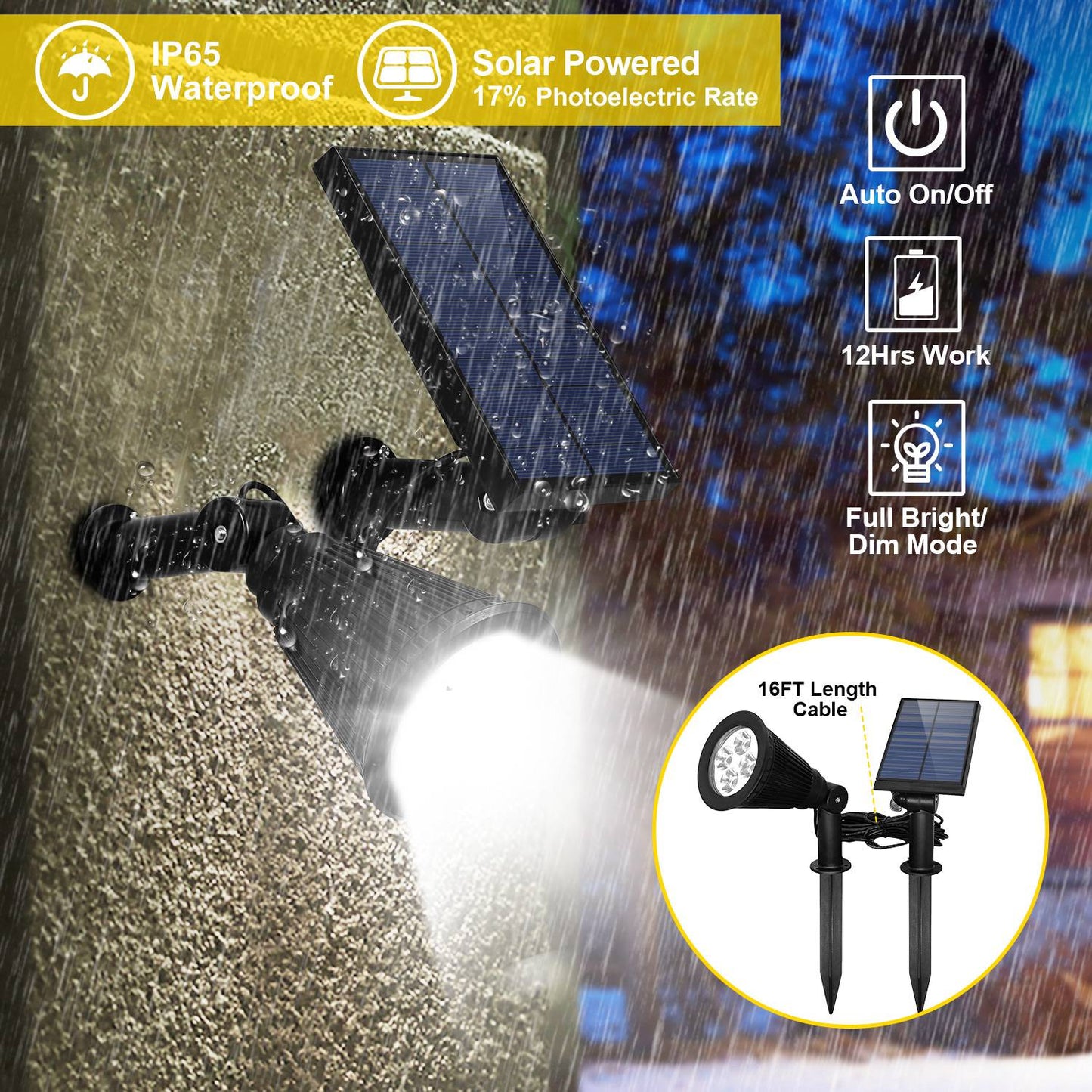 Solar Powered Spotlight for Outdoors for Gardens & Pathways