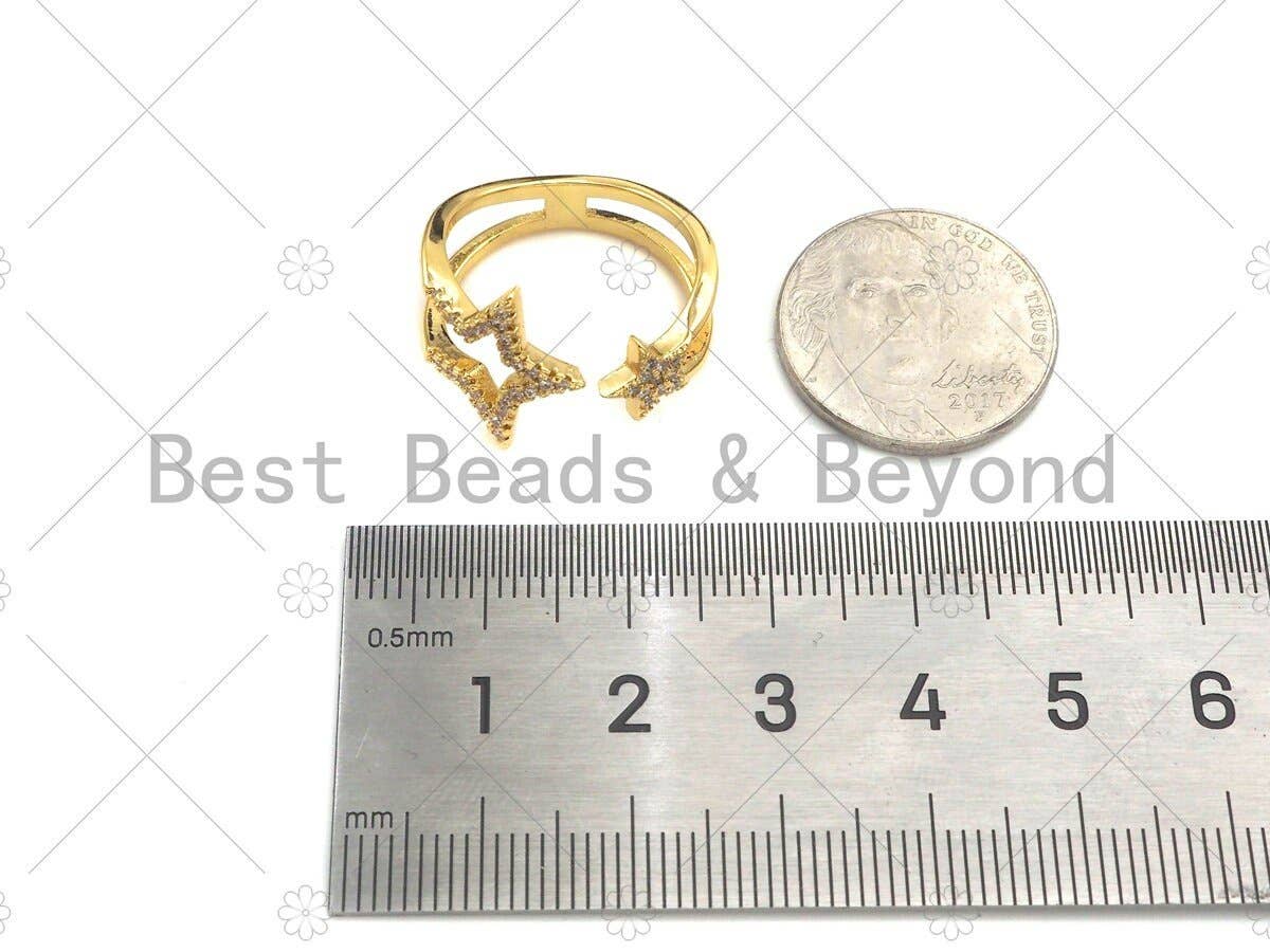 CZ Gold Star Ring,Sku#X179
