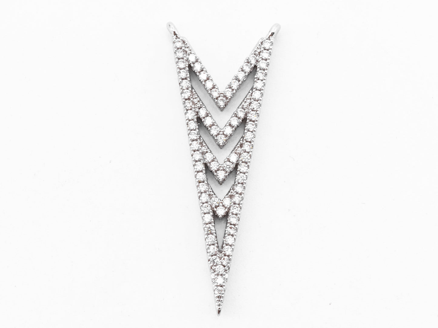 CZ Micro Pave Multi Arrow V shaped Pendant Connector, CZ Pendant in Gold Rose Gold Tone, Rhinestone Jewelry Findings 14x36mm, sku#F346