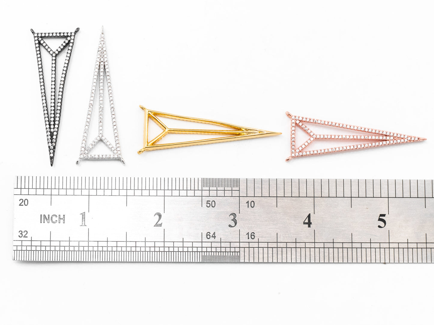 49x17mm CZ Clear Micro Pave open Triangle Connector Pendant/Charm, Cubic Zirconia Connector, Fashion Jewelry Findings, 1pc/2pcs, sku#F347