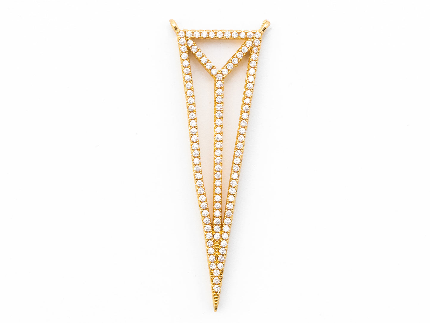49x17mm CZ Clear Micro Pave open Triangle Connector Pendant/Charm, Cubic Zirconia Connector, Fashion Jewelry Findings, 1pc/2pcs, sku#F347