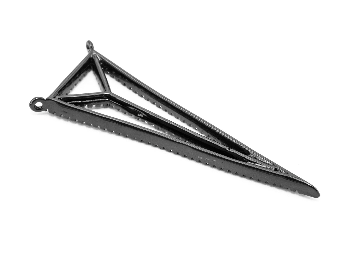 49x17mm CZ Clear Micro Pave open Triangle Connector Pendant/Charm, Cubic Zirconia Connector, Fashion Jewelry Findings, 1pc/2pcs, sku#F347