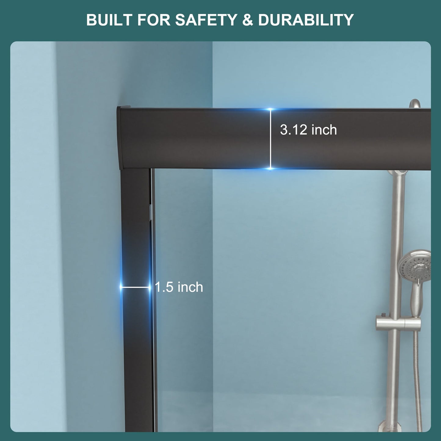 Double Sliding Shower Door 48" W x 76"H - Matte Finish