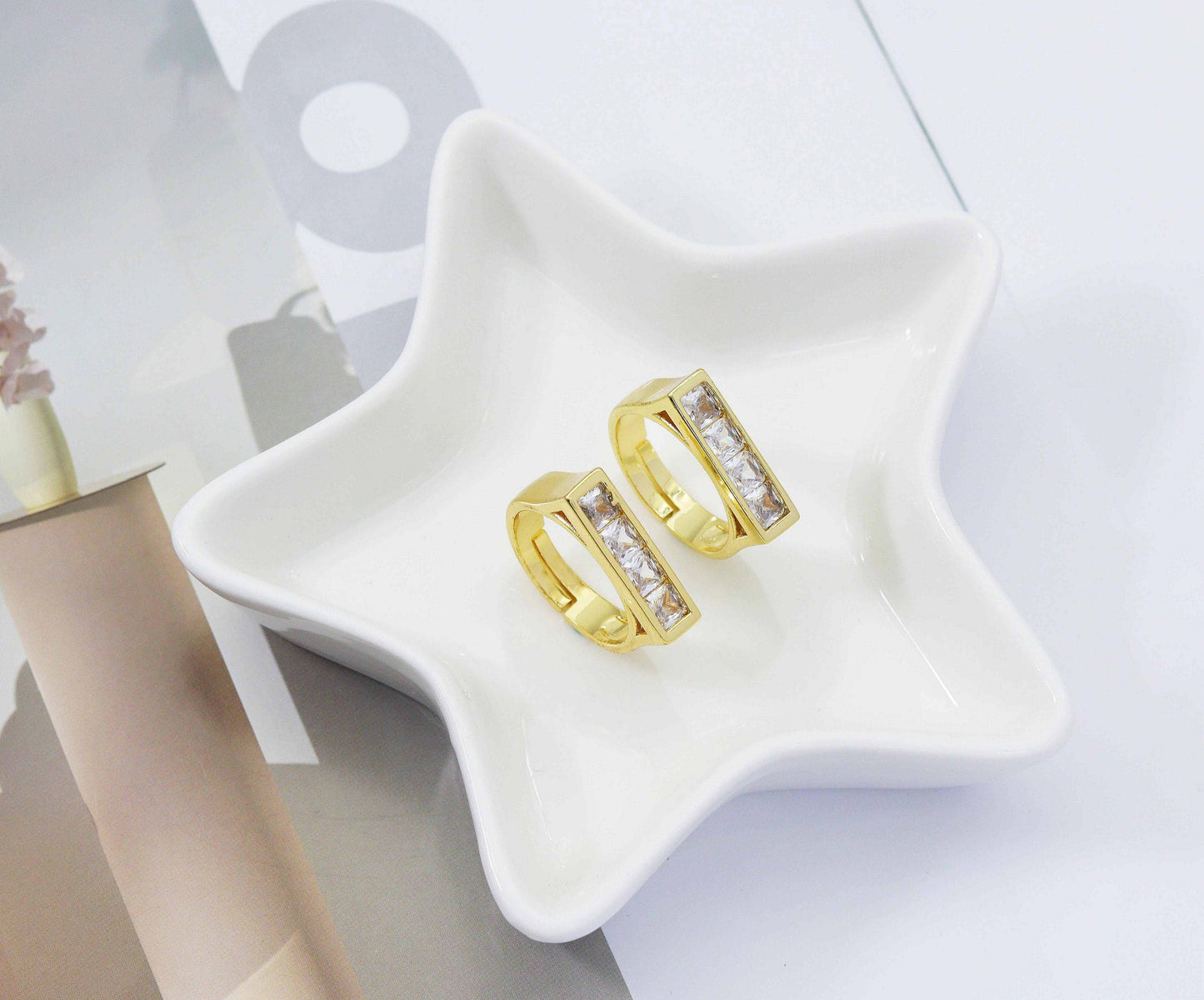 CZ Bridge Shape Adjustable Ring, Sku#LD248
