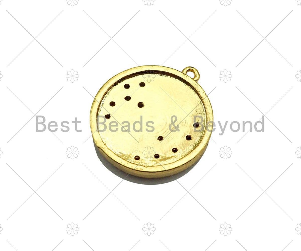 Enamel Cobalt White Yin Yang Pendant,Moon Star Sun Gold/Silver Pendant,Religious Enamel Jewelry,19x21mm,Sku#B129