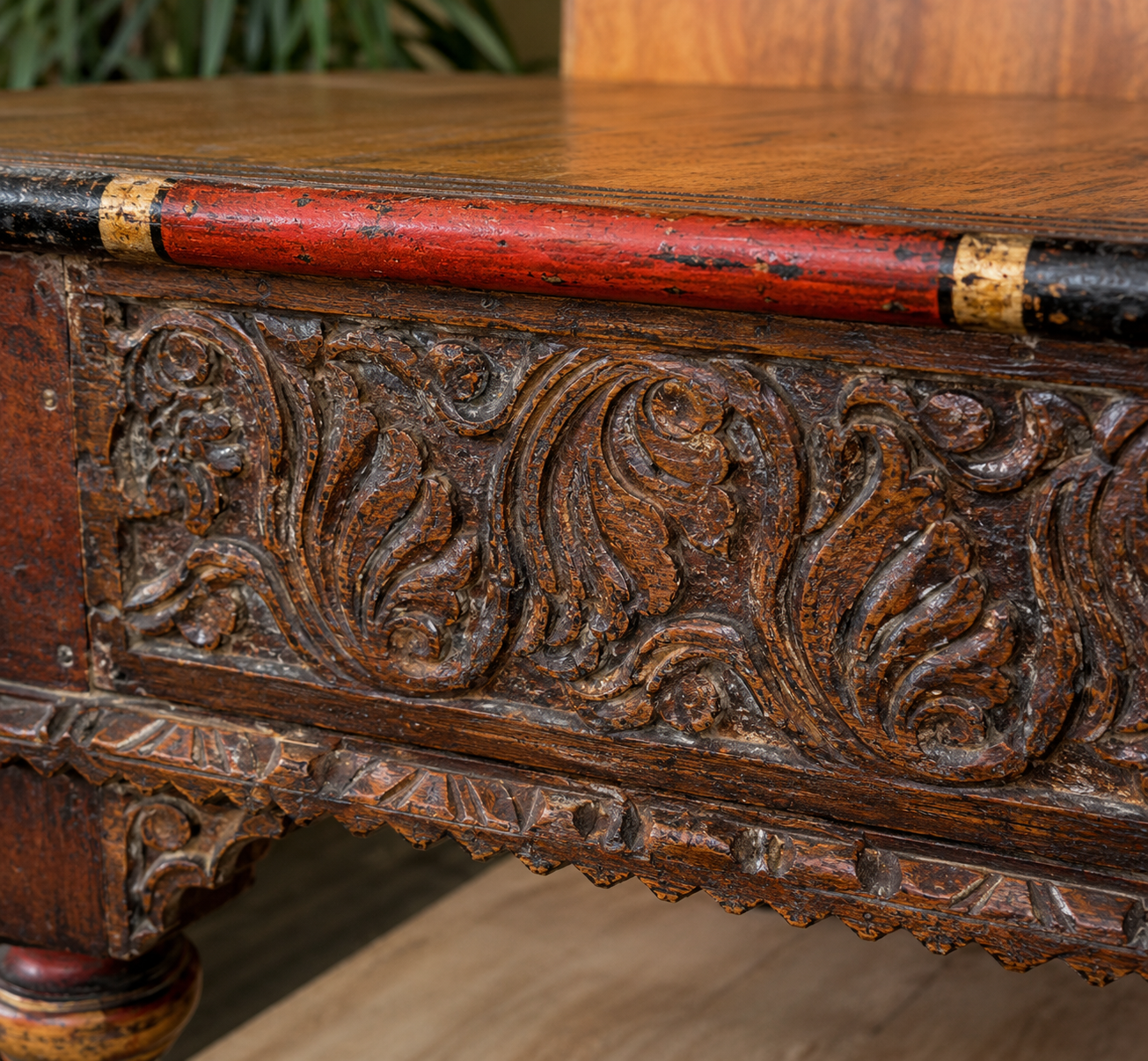 Hand-Carved Indian Wood Coffee Table