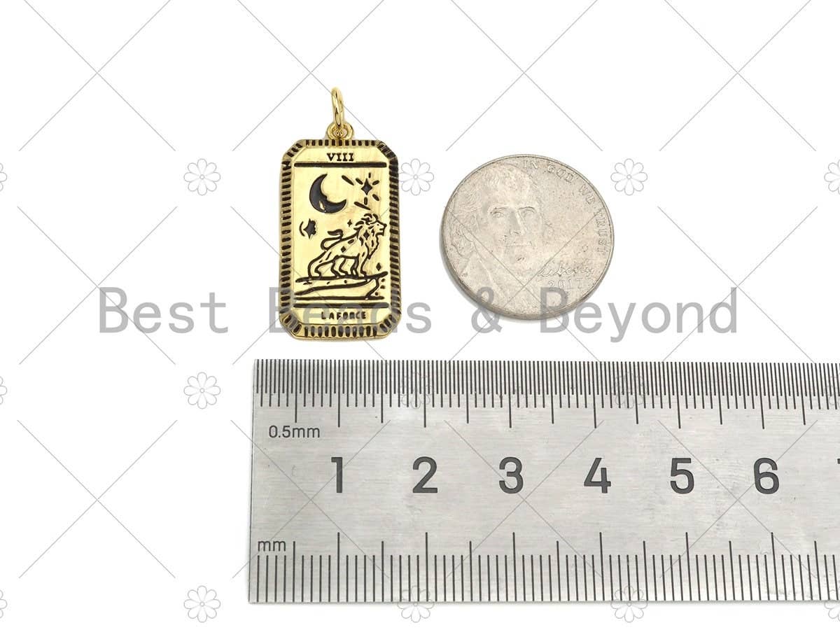Gold Filled Wolf Moon On Rectangle Shape Pendant,18K Gold Filled Medallion Charm, Necklace Bracelet Charm Pendant,15x28mm,Sku#Z1350