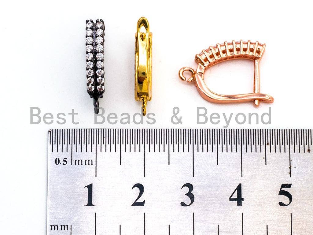 CZ Micro Pave Double CZ Stud Latch Back Earring, sku#J28