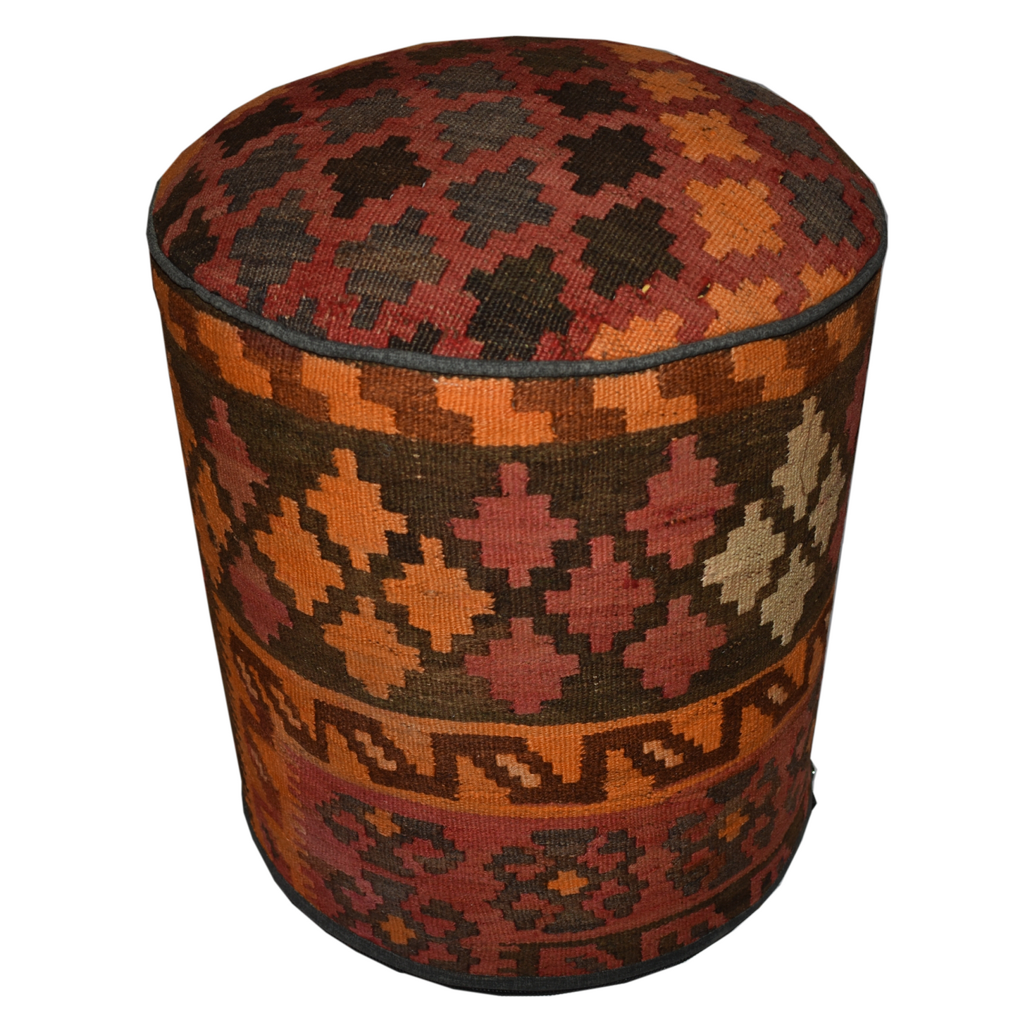 One of a Kind Kilim Rug Pouf Ottoman foot stool - #92