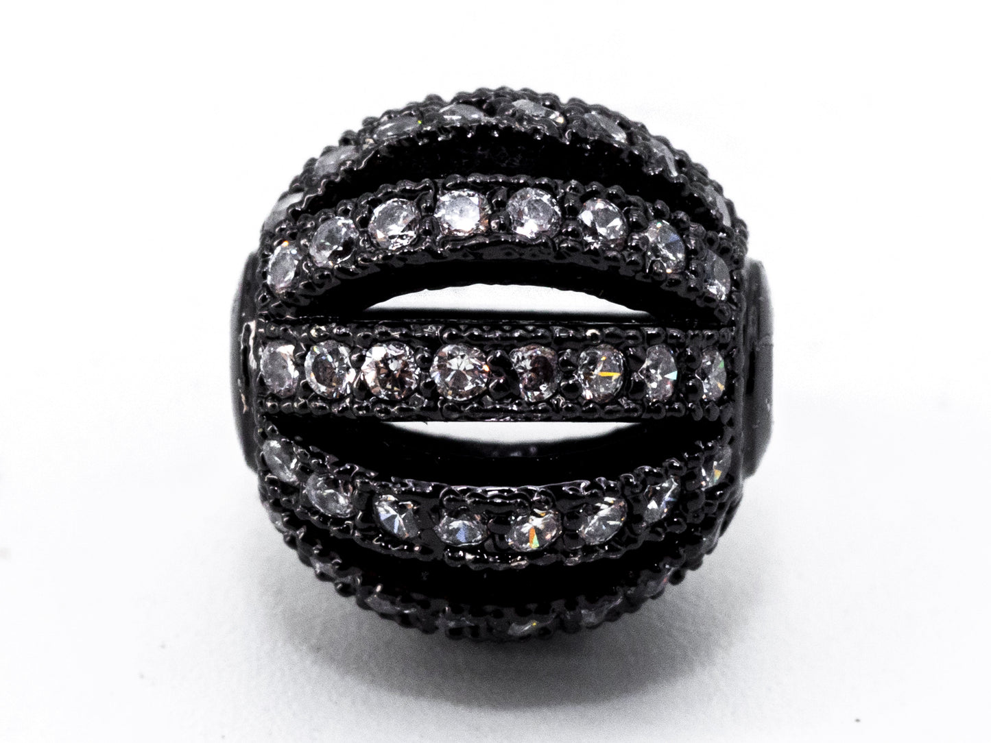 8mm/9.5mm/12mm CZ Micro Pave Shamballa Round Cage Spacer Beads, sku#G302