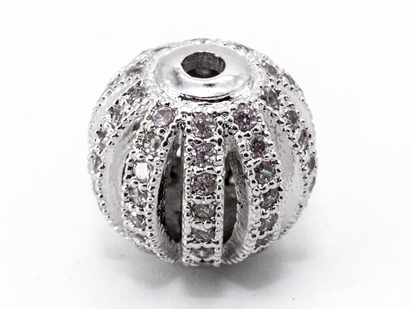 8mm/9.5mm/12mm CZ Micro Pave Shamballa Round Cage Spacer Beads, sku#G302