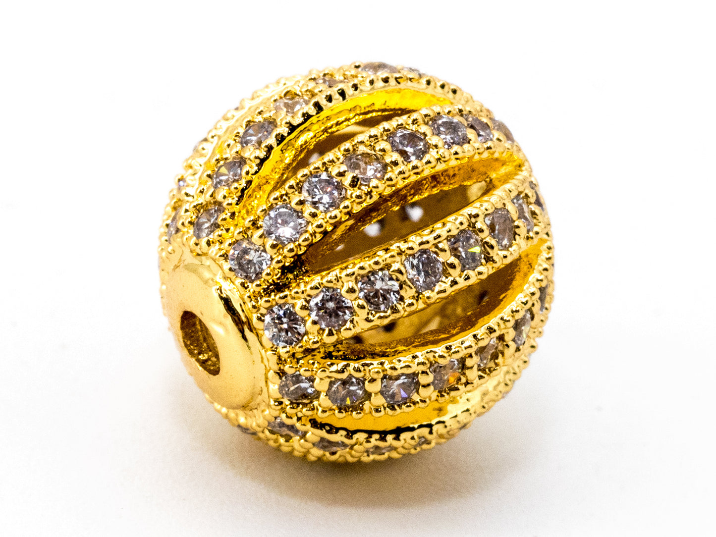 8mm/9.5mm/12mm CZ Micro Pave Shamballa Round Cage Spacer Beads, sku#G302