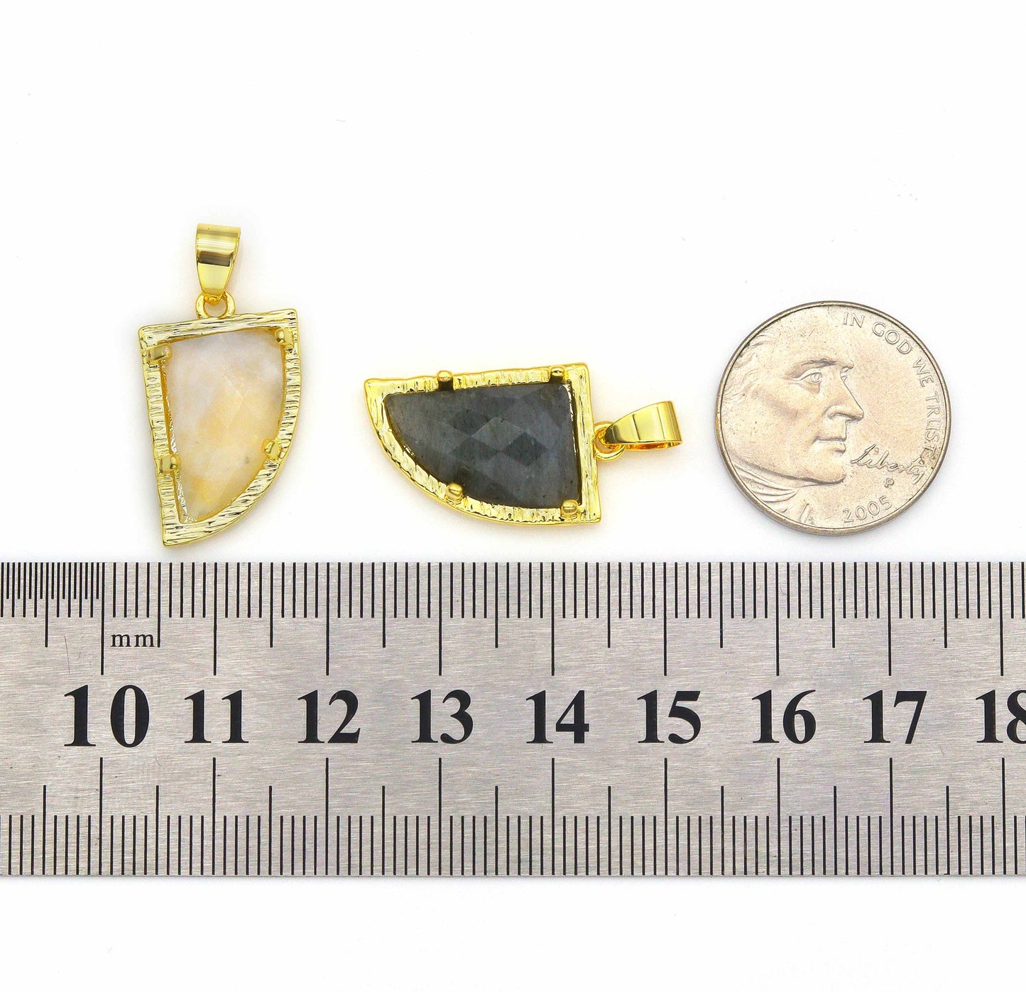 Gold Gemstone Horn Charm, Sku#LY09