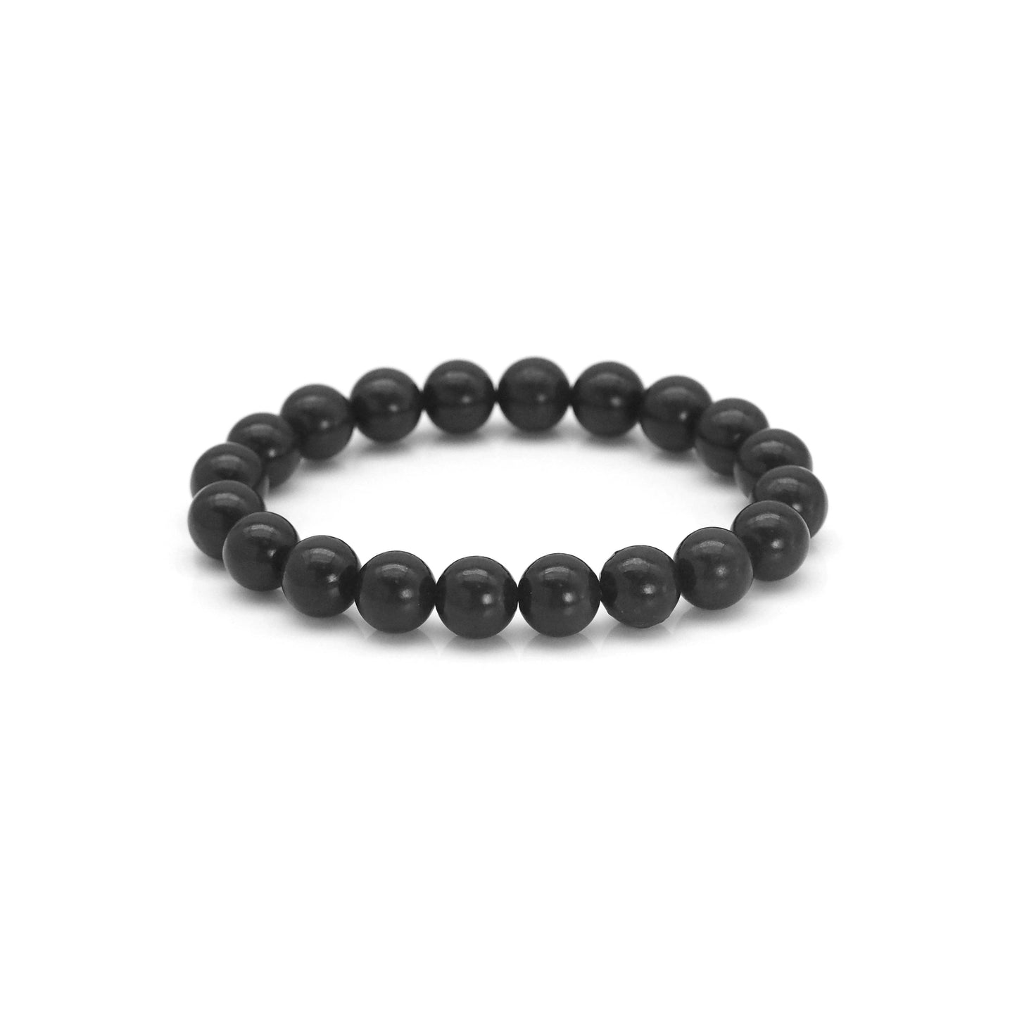 Genuine Shungite Round Smooth Stretchy Bracelet, Sku#EF522