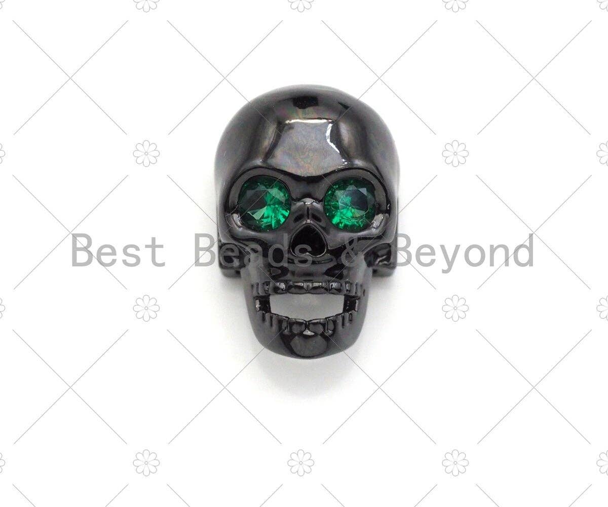 Pave Paracord Sliding Skull Beads, Skull Spacer Beads, Men's Bracelet Making Charm, Skull Pave Beads, 10x15mm,sku#Y299